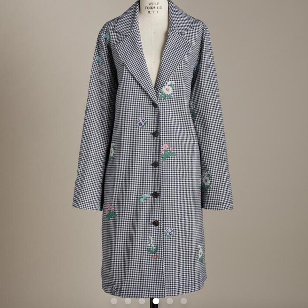 Sundance Black & White Houndstooth Embroidered Coat with Gold Cuffs - Picture 6 of 9